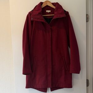 Burgundy Women's Hooded Rain Coat